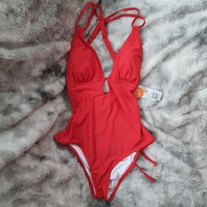 NWT SOCIALA Red Strappy One-Piece Swimsuit, M